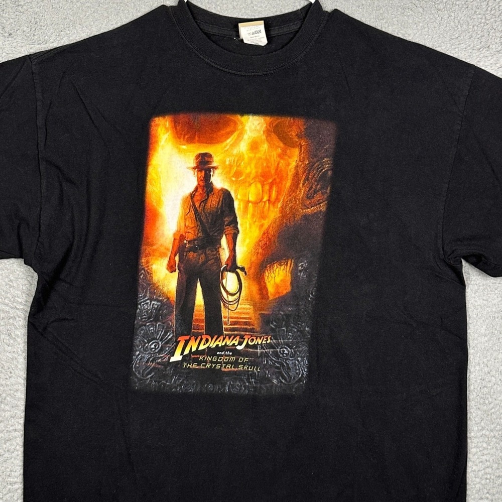 Indiana Jones T-Shirt Men 2XL Kingdom of the Crystal Skull Black Graphic Tee EUC